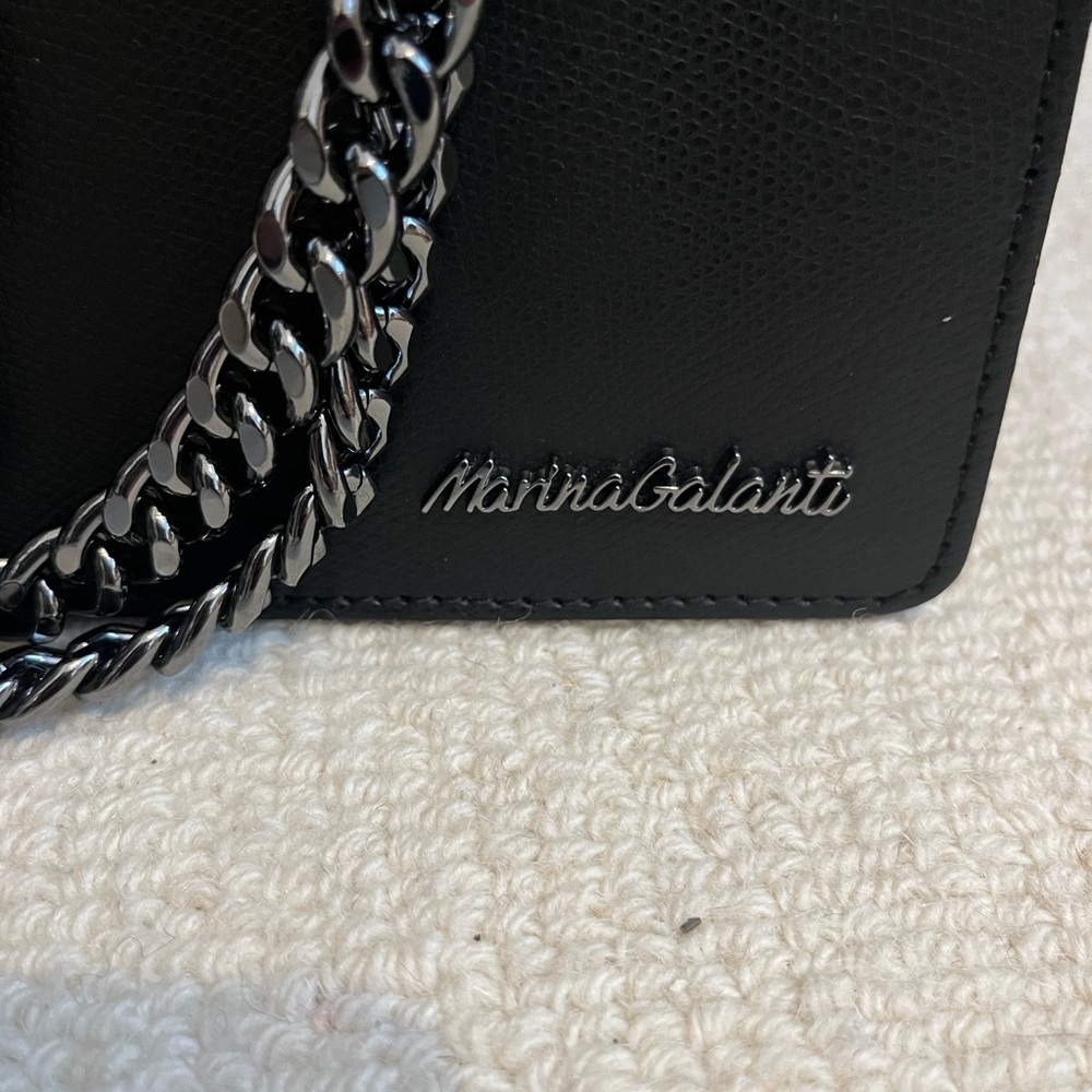Black Leather Chain Shoulder Bag - Picture 2 of 5